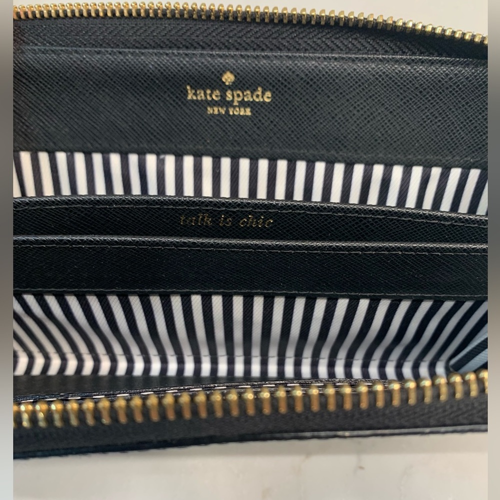 Kate Spade Black Saffiano Vegan Zip Around Wristlet Clutch​ - Picture 6 of 7